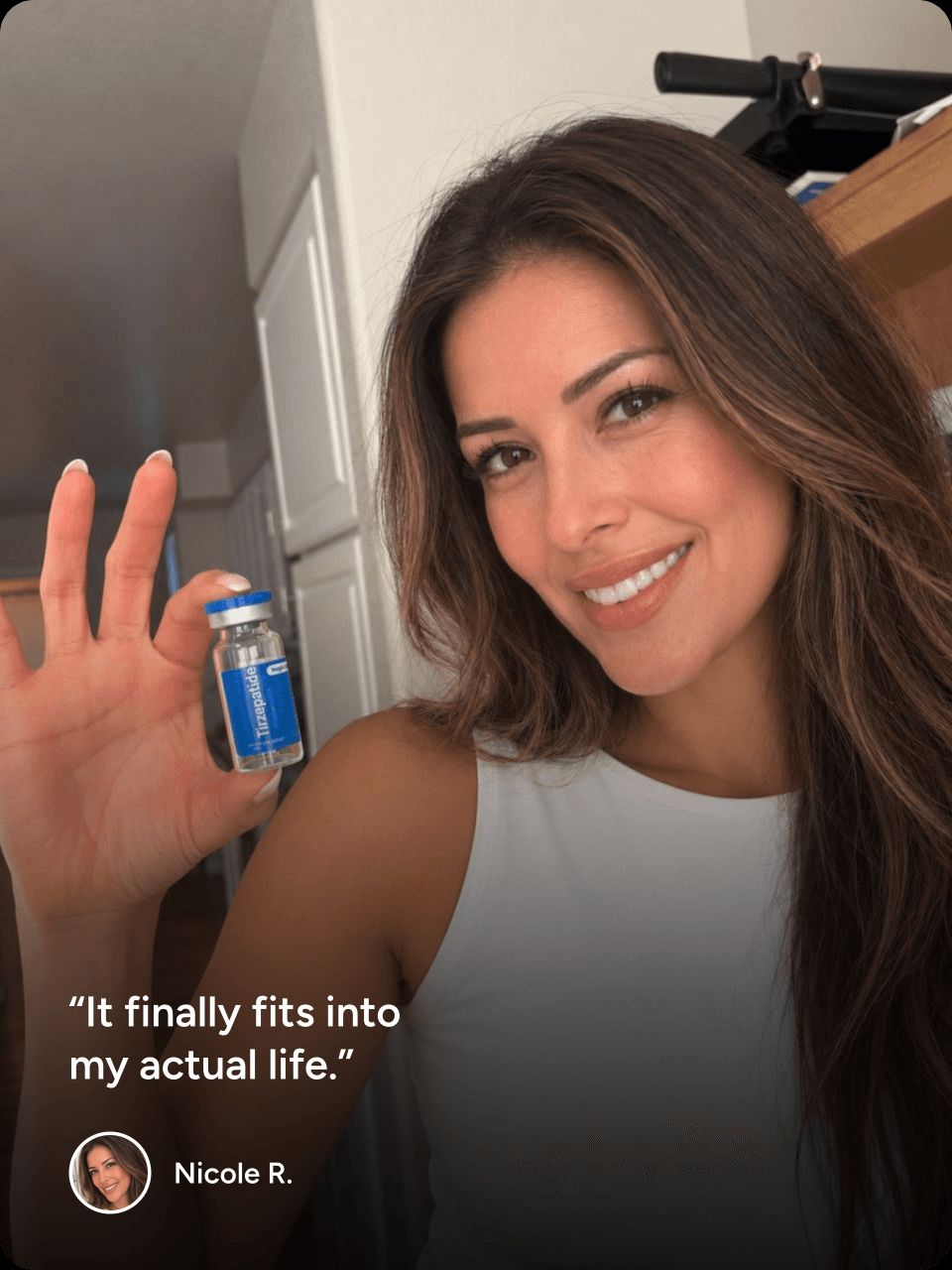 Patient testimonial from Nicole R.: “It finally fits into my actual life.”